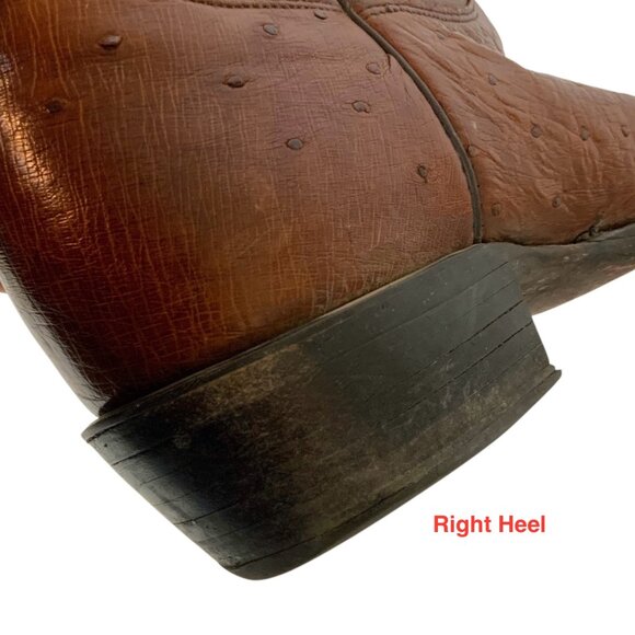 Tony Lama Mens Cognac Smooth Quill Ostrich Western Boots Size 11D Cowboy Boots - Picture 10 of 11